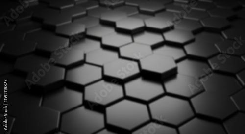 Dark 3d geometric hexagon pattern with shallow depth of field
