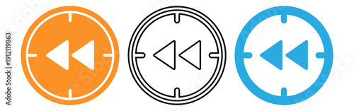 Fast forward button icons in orange black and blue