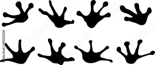 Collection of frog or reptile footprint silhouettes in black