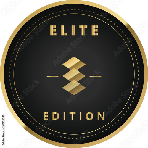 Elite Edition Gold Badge Vector Icon for Premium Luxury Product and Exclusive Quality Guarantee Label