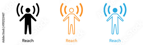 Human figures with radio waves representing reach and communication