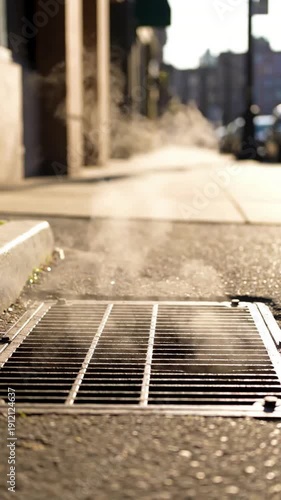 Wallpaper Mural Urban Sidewalk Grate Heat Haze Low angle, looking across the rippling, shimmering air above the grate. Torontodigital.ca