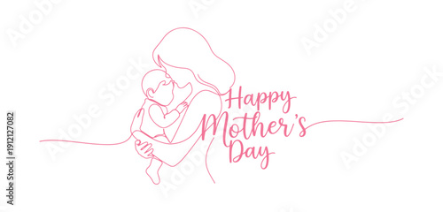 Happy Mother's Day hand-drawn lettering, isolated illustration vector
