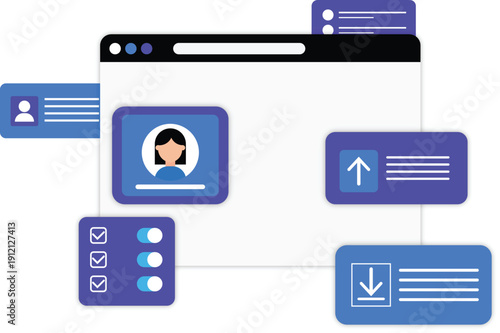 Website and User Interface (UI) Dashboard Illustration Web Analytics, Admin Panel
