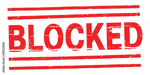 Red blocked stamp isolated on white background with horizontal lines