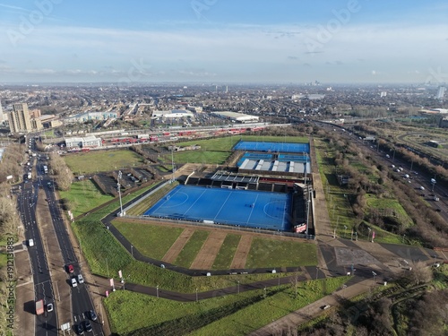 Photography Tennis courts and sports facilitys Leyton East London UK drone,aerial  high angl