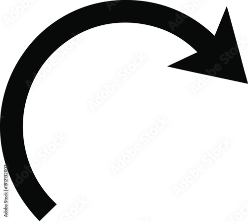 Black vector arrow icon featuring a thin curved pointer for interface navigation direction indicators website design marketing success growth and modern digital branding projects