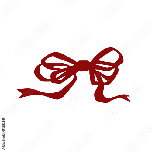 Red ribbon bow isolated on white background. Vector. Coquette style with red bow clip art