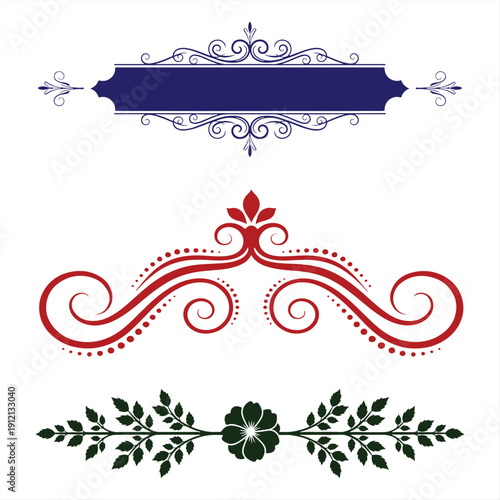 A collection of ornate and elegant design elements for decorative purposes