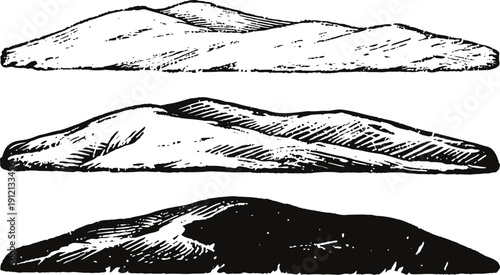 Three isolated boomerangs hand drawn illustration in different shading styles