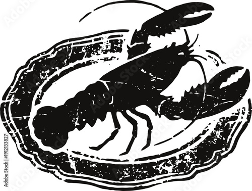 Lobster on a plate illustration fresh seafood, marine crustacean, gourmet dining and ocean delicacy concept