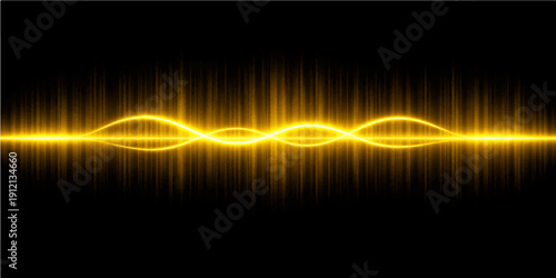 Digital blue art design featuring abstract light waves and neon laser lines glowing with energy across a dark space backdrop