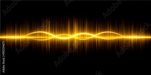 An abstract motion design featuring orange light waves and glowing energy lines with a fiery beam effect against a dark night space background