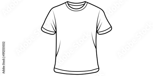 Vector isolated one single simple white t-shirt colorless black and white contour line easy drawing