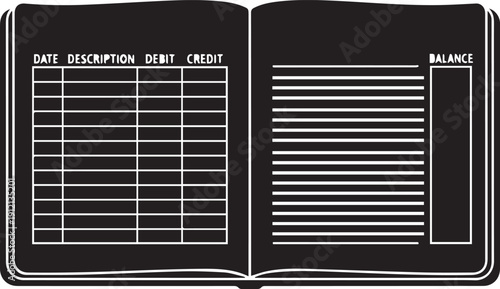 Accounting ledger book vector silhouette illustration for financial management and records