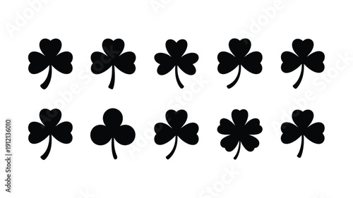 St patrick's day festive shamrock silhouettes on white background for luck and celebration