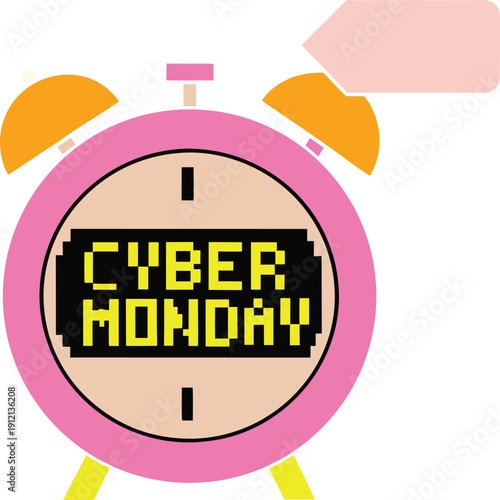 Pixel Art Alarm Clock Ringing Cyber Monday Flash Sale Alert,