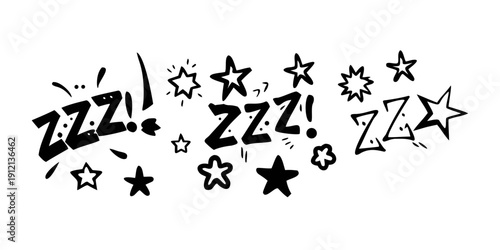 A whimsical display of zzz's and stars in a playful arrangement Vector