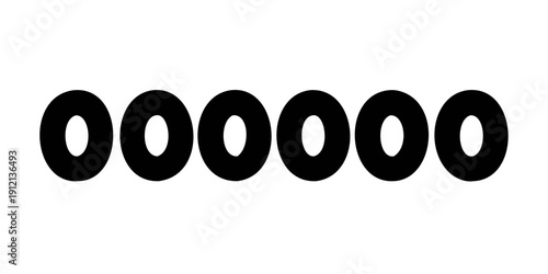 A series of seven black circles arranged in a horizontal line on a white background Vector