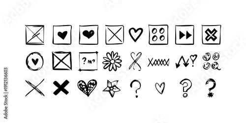 Collection of diverse icons representing various actions and symbols Vector