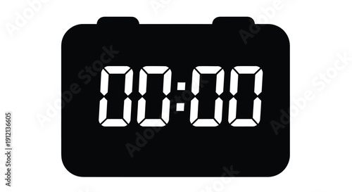 Digital clock displaying zero hours zero minutes and zero seconds