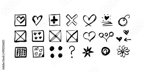 A collection of diverse icons representing various actions and symbols Vector