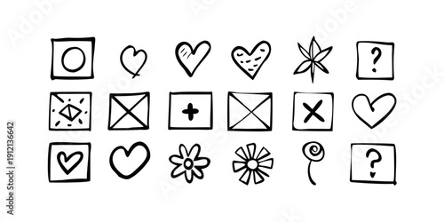 A collection of various symbols and icons representing different emotions and objects Vector
