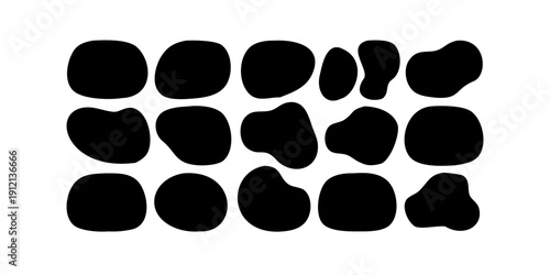 Abstract black and white shapes arranged in a grid pattern Vector