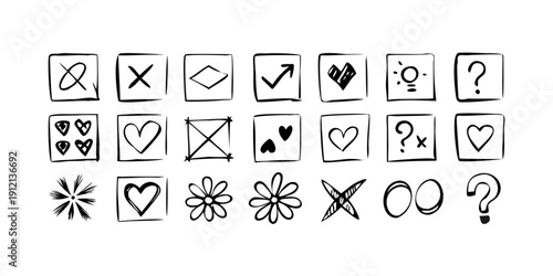 A collection of various symbols and icons representing different actions and emotions Vector