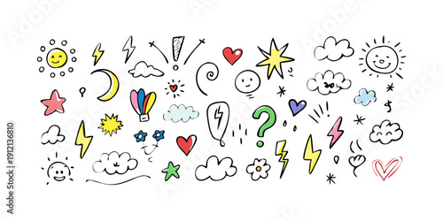 A delightful assortment of diverse and colorful emoji icons representing various objects and emotions Vector