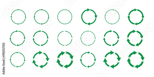 Circular arrow line icon set. Reload, refresh, rotate symbols. Vector outline graphic elements for web design, apps ux. Cycle, loop, sync, process, update 