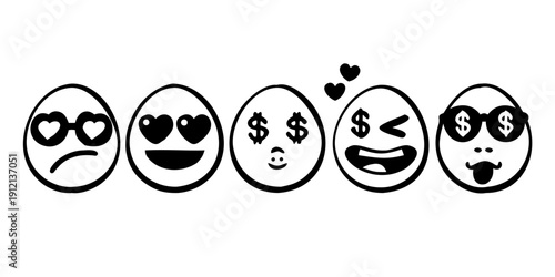 Emoji faces showcasing a range of emotions and symbols Vector