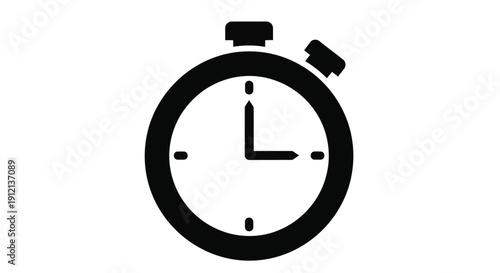 Simple black stopwatch icon on a white background representing time and speed