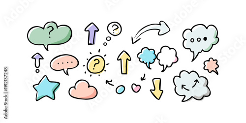 A delightful array of diverse and colorful thought bubble icons. Vector