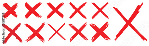 Red crossed out marks error rejection vector illustration flat design