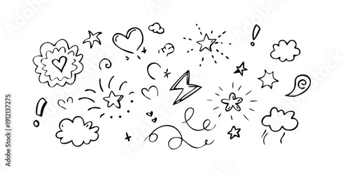 A delightful collection of whimsical doodles and expressive symbols Vector