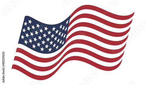 Waving american flag vector graphic, stars and stripes of usa symbol, national emblem for independence day celebrations