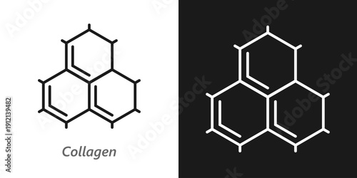 Collagen Line Icon, Skin Elasticity Protein, Anti Aging Skincare Cosmetic Ingredient Symbol