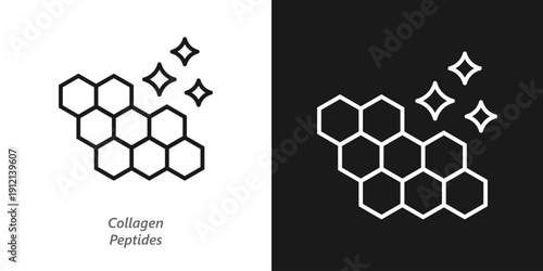 Collagen Peptides Line Icon, Protein Supplement, Anti Aging Skincare And Nutrition Symbol