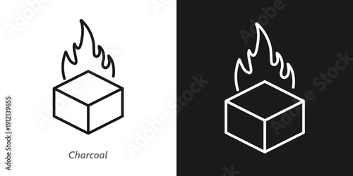 Charcoal Line Icon, Detox Skincare Ingredient, Activated Carbon Cosmetic Symbol