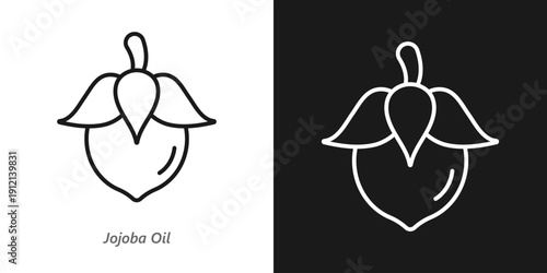 Jojoba Oil Line Icon, Natural Skincare and Haircare Ingredient, Moisturizing Cosmetic Symbol