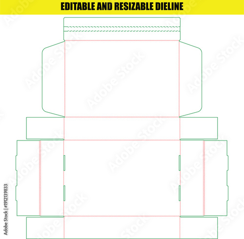 Clamshell Style Folding Box Die Line Template for Secure Product Packaging and Display Solutions