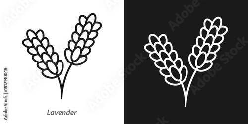 Lavender Line Icon, Soothing Skincare and Aromatherapy Ingredient, Natural Cosmetic Symbol