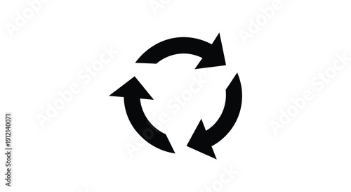 A minimalist depiction of a circular three arrow recycling symbol against a stark white background high quality professional detailed modern