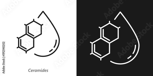 Ceramides Line Icon, Skincare Ingredient, Skin Barrier Repair and Moisturizing Cosmetic Symbol
