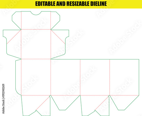 Unique Elongated Folding Box Die Line Template for Specialized Product Packaging and Retail Solutions
