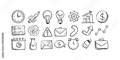 A collection of diverse icons representing various tasks and activities Vector
