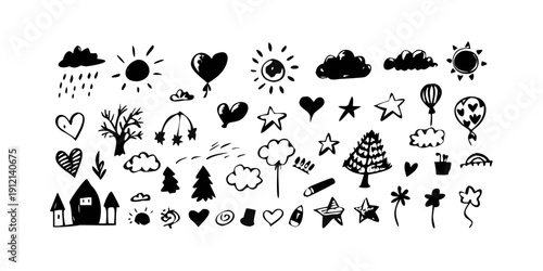 A diverse collection of icons representing various nature and outdoor activities Vector