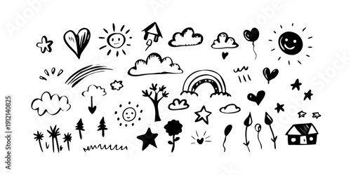 A delightful collection of diverse and colorful weather and nature icons Vector