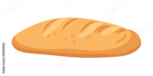 A freshly baked loaf of bread with a golden brown crust and visible scoring. Vector